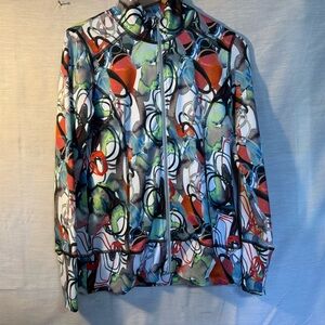 Sno Skins Abstract Zip Front Jacket Small Made in USA
